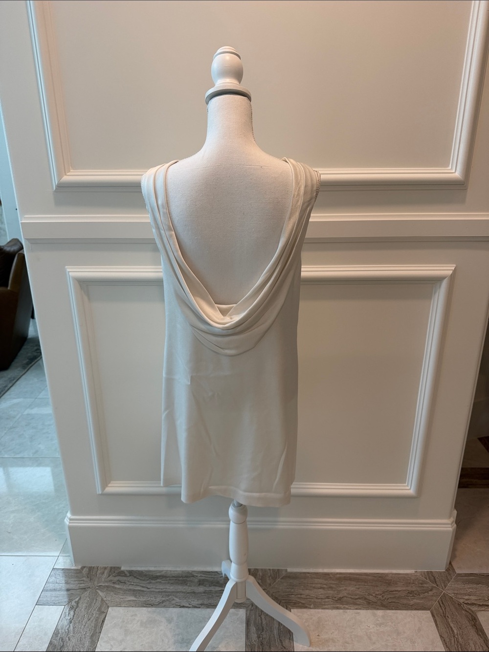 Alice + Olivia Cream Drape Back Tank Dress